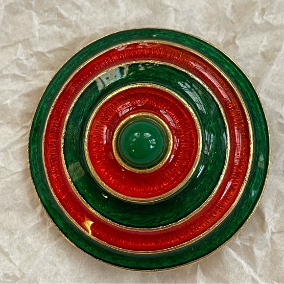 Vintage Florenza Enamel Circle Brooch. - Picture 5 of 5